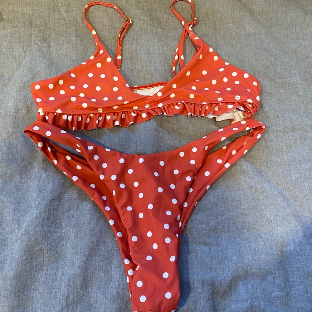 SHEIN Orange Polkadot Bikini